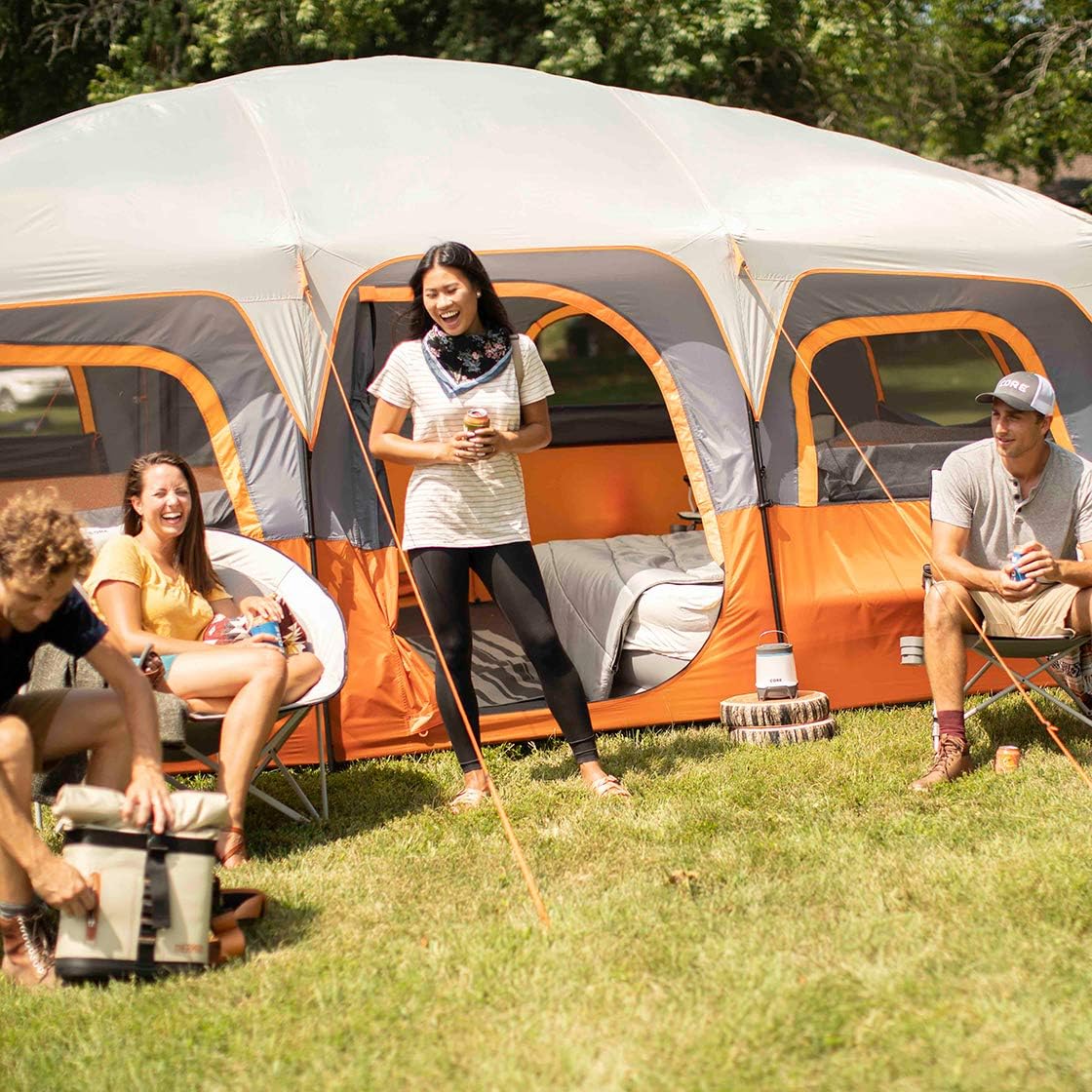 CORE Tent for Family Camping | 10 Person / 11 Person / 12 Person Large Multi Room Cabin Tents for Car Camping & Outdoor Adventures