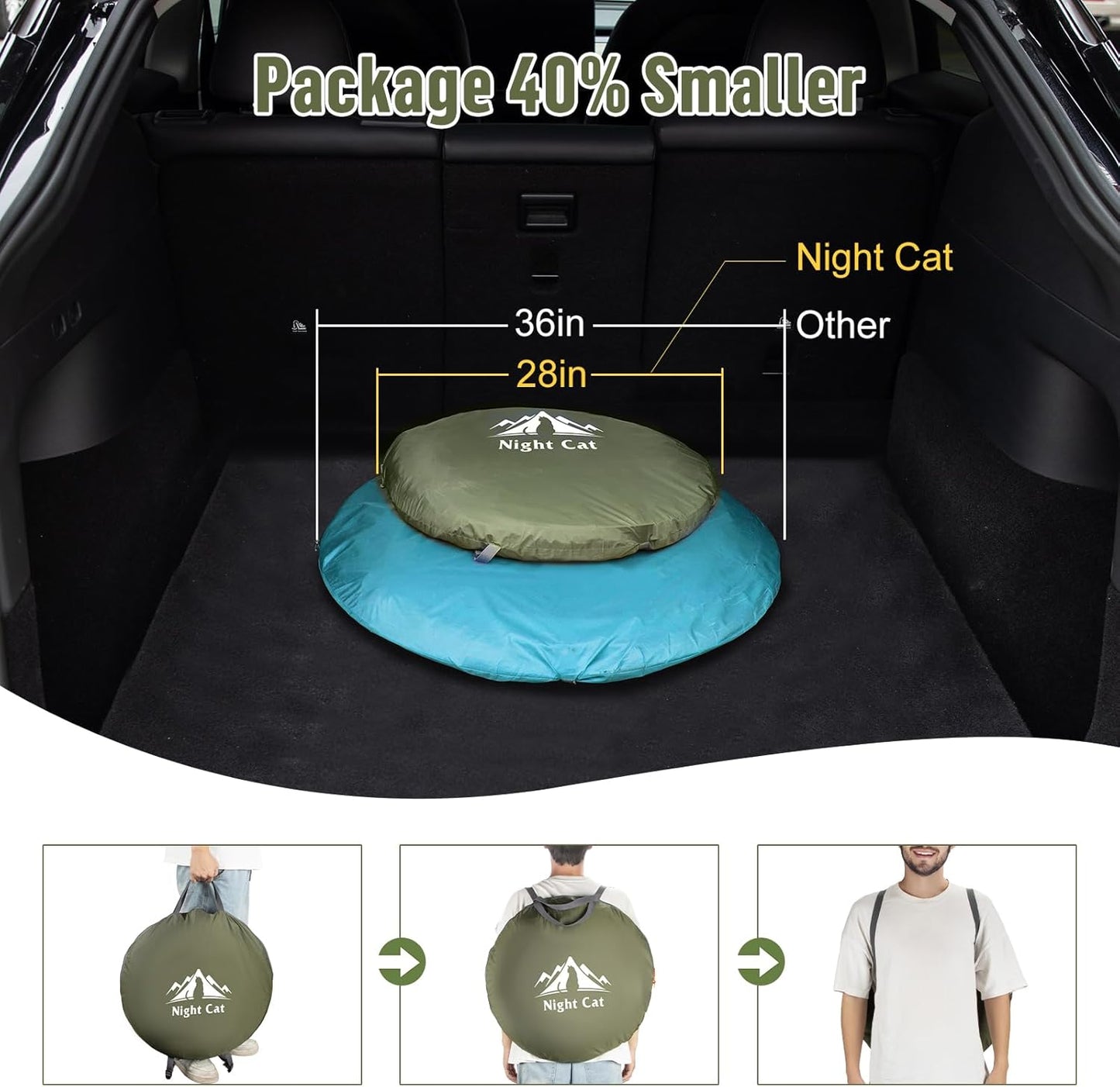 Night Cat Pop-up Camping Tent: 2 Person Tent Waterproof Instant Easy Setup Family Tent