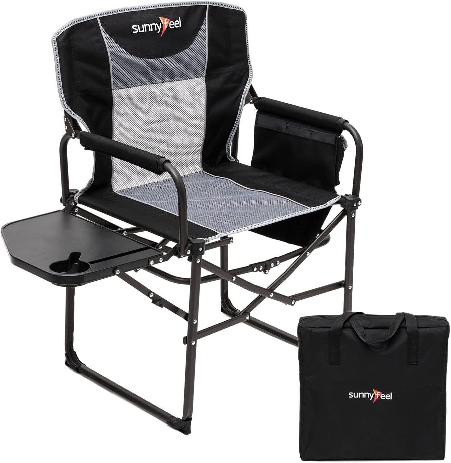 SUNNYFEEL Oversized Camping Directors Chair 2 Pack, Portable Folding Lawn Chairs for Adults Heavy Duty with Side Table,Pocket for Beach, Fishing,Picnic,Concert Outdoor, Foldable Camp Chairs