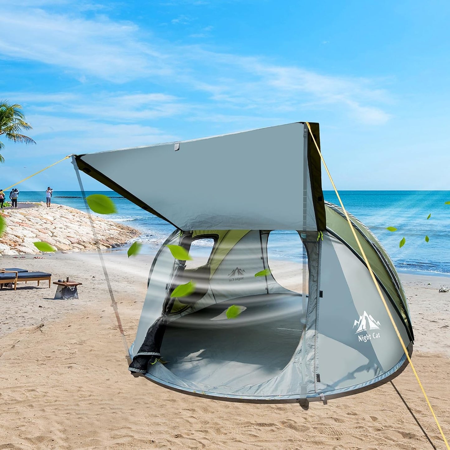 Night Cat Pop-up Camping Tent: 2 Person Tent Waterproof Instant Easy Setup Family Tent