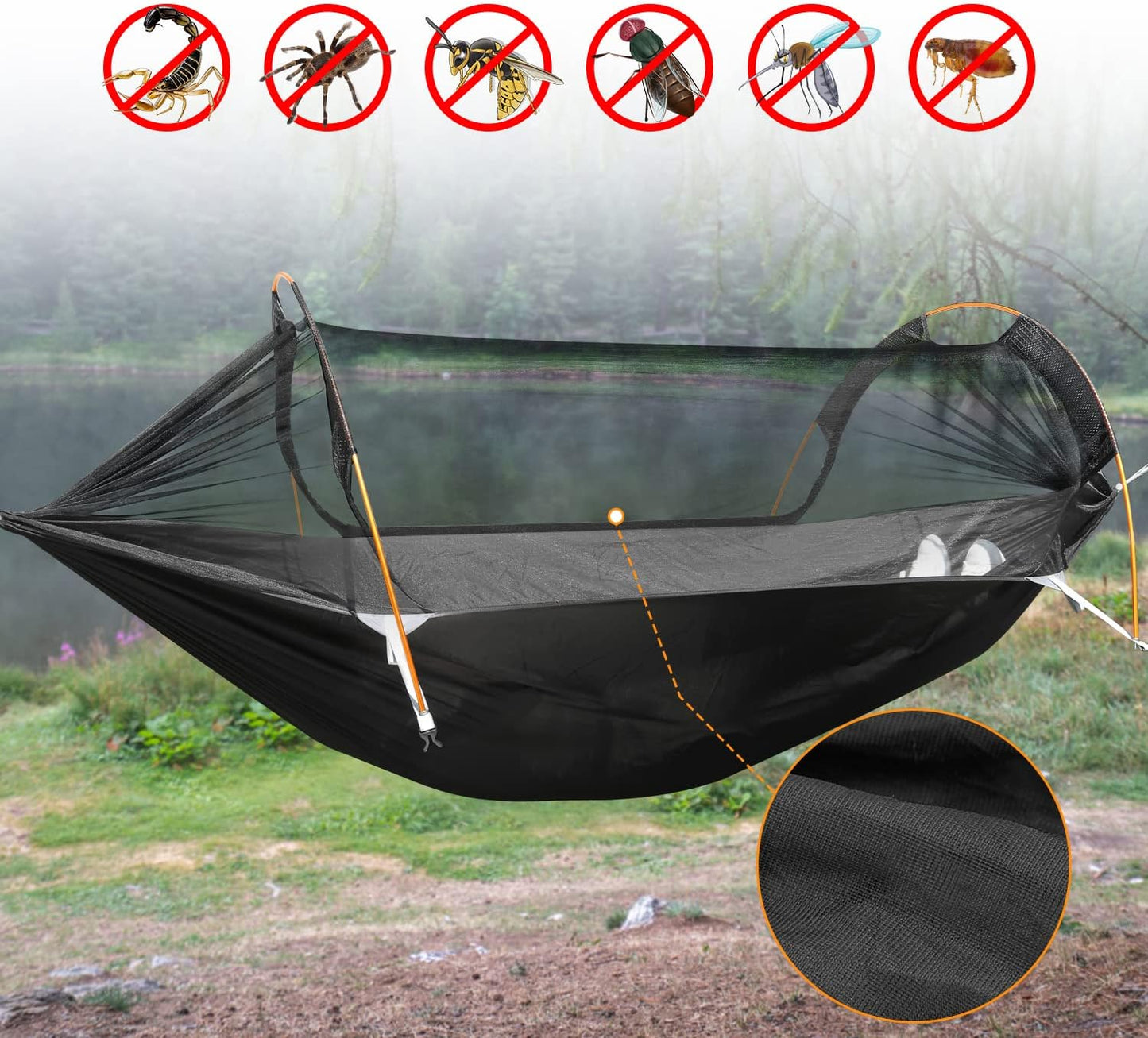 WintMing Hammock with Mosquito Net and Rain Fly Cover 3 in 1 Camping Hammock Tent 440lbs Load