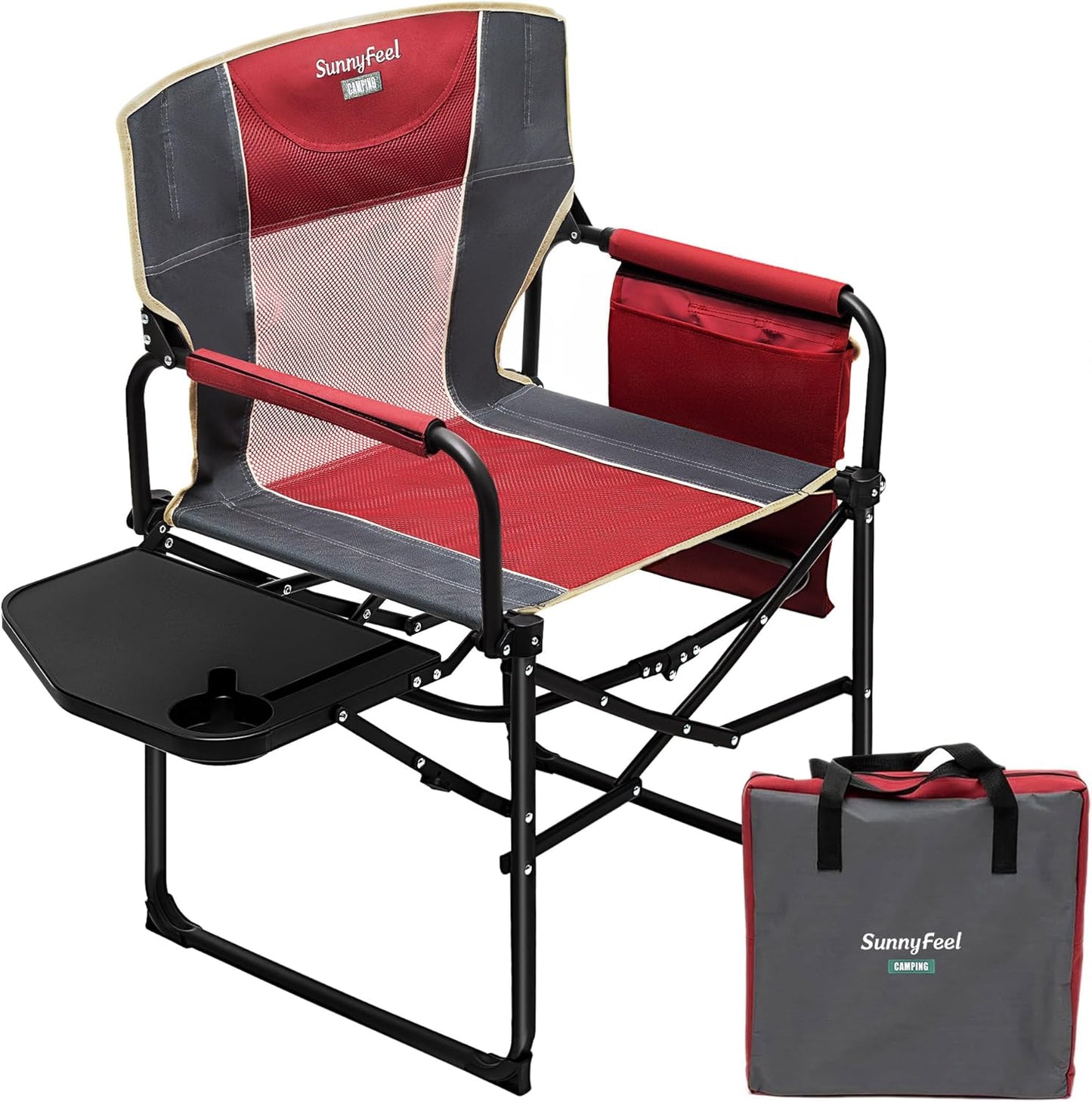 SUNNYFEEL Oversized Camping Directors Chair 2 Pack, Portable Folding Lawn Chairs for Adults Heavy Duty with Side Table,Pocket for Beach, Fishing,Picnic,Concert Outdoor, Foldable Camp Chairs