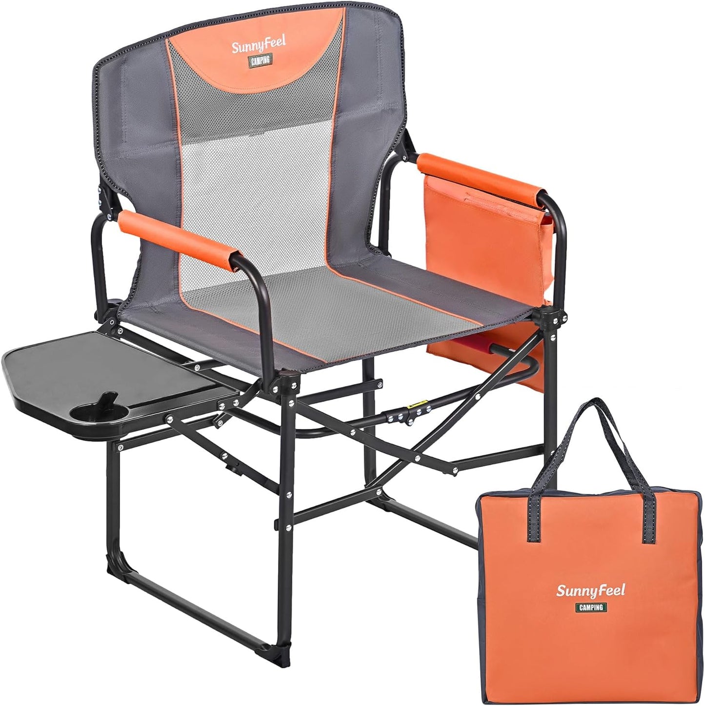SUNNYFEEL Oversized Camping Directors Chair 2 Pack, Portable Folding Lawn Chairs for Adults Heavy Duty with Side Table,Pocket for Beach, Fishing,Picnic,Concert Outdoor, Foldable Camp Chairs