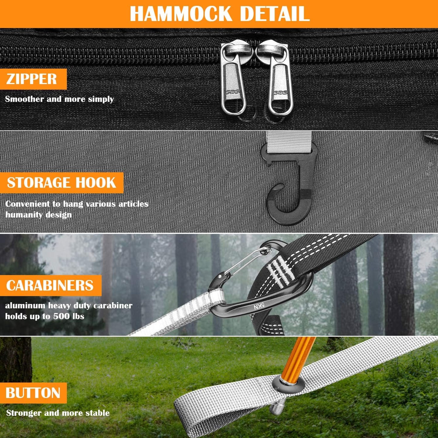 WintMing Hammock with Mosquito Net and Rain Fly Cover 3 in 1 Camping Hammock Tent 440lbs Load