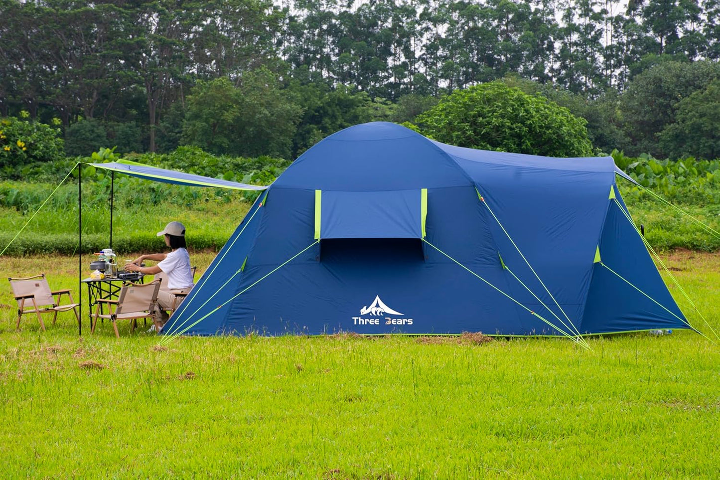 Three Bears Family Camping Tent - 6-Person Spacious Design, 3000mm Waterproof, Suitable for Road Trips/Backyards/Extended Camping Adventures in All Scenarios