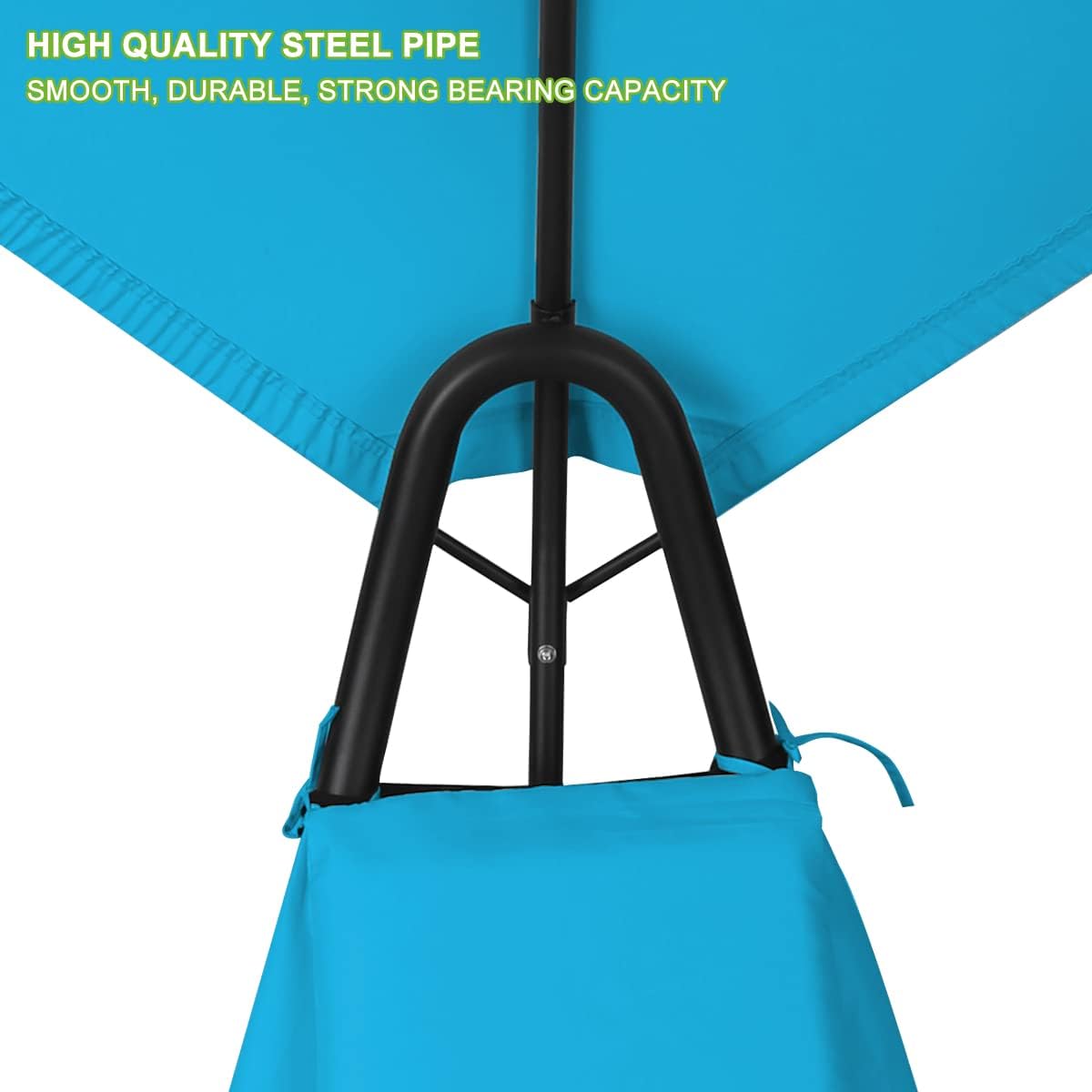 Outdoor Hammock Rocking Chaise Lounge Swing Chair, with Stand and Canopy, Porch Swing w/Soft Cushion Removable Headrest, Outdoor Recliner Rocking Chair for Garden Backyard Poolside (Blue)