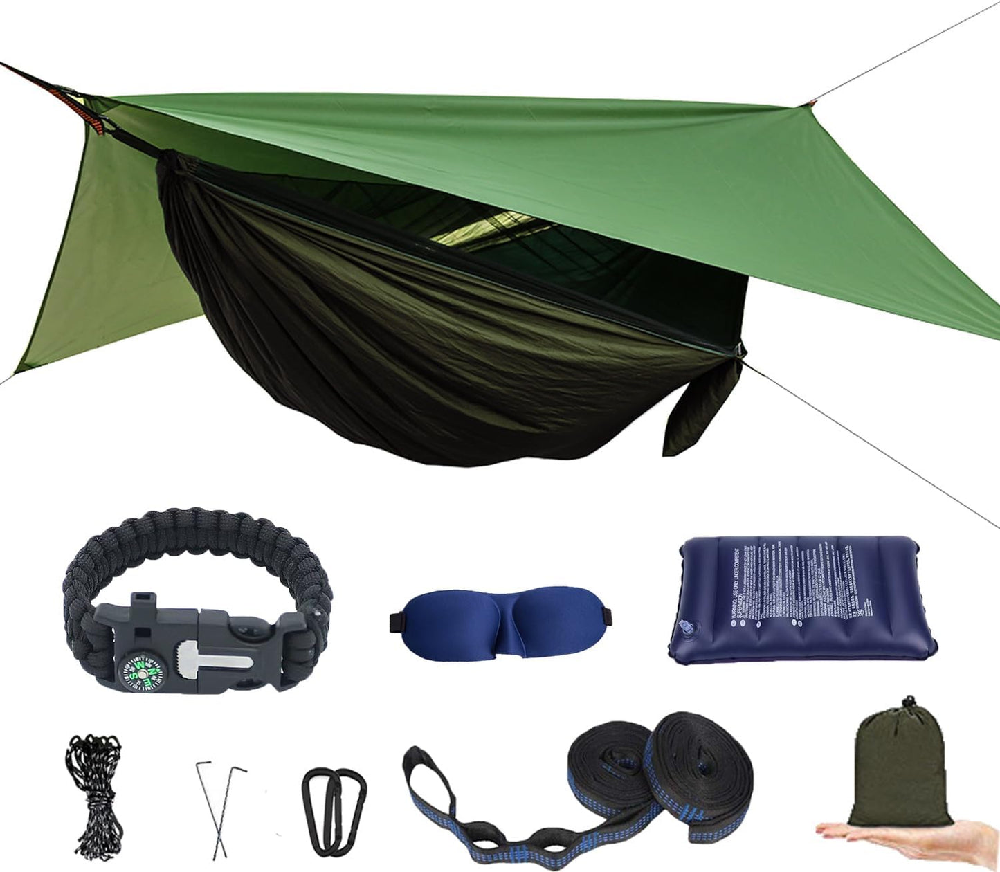 Camping Hammock with Mosquito Net and Rain Fly - Travel Hammock Bug Net - Hammock Tent for Outdoor Hiking Backpacking Travel Camping Accessories and Camping Gear…