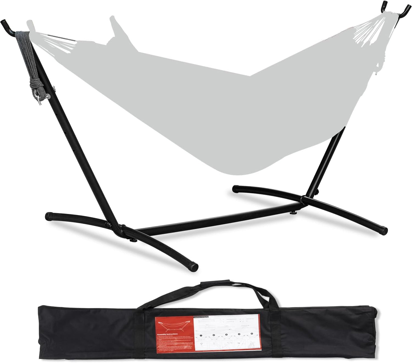 PNAEUT Double Hammocks with Stand for Outside, Portable Space Saving Heavy-Duty Steel Stand for Indoor Outdoor Patio with Carrying Bag, 450 lbs Capacity (Coffee)
