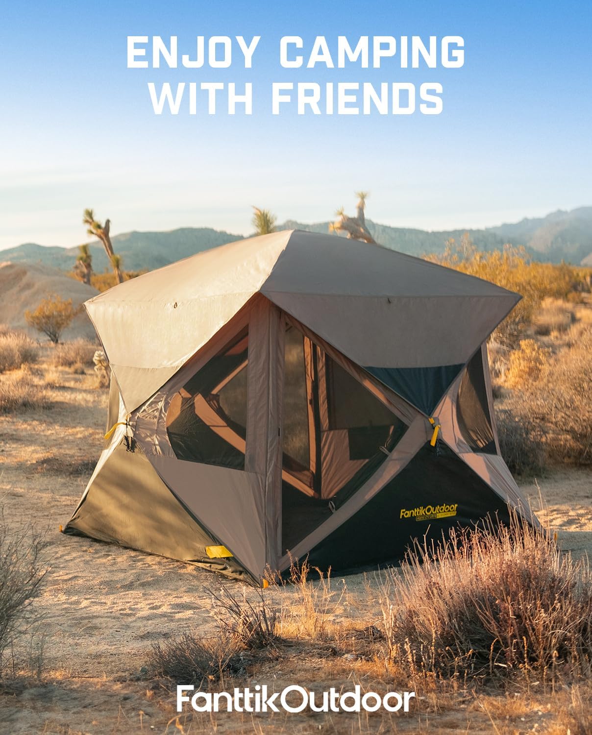 FanttikOutdoor Alpha C4 Ultra Camping Tent 4 Person Pop Up Instant Cabin Setup in 60 Seconds Portable Hub Tent with Rainfly & Windproof for Outdoor Camping & Overlanding