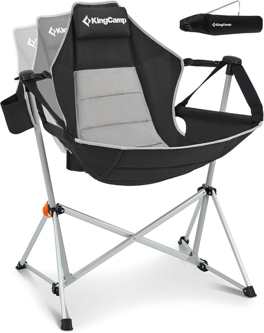 KingCamp Hammock Camping Chair, Swinging Portable Folding Camp Chairs for Adults Max 400lbs Heavy Duty Foldable Oversized Rocker with Aluminum Alloy Frame Cup Holder for Outdoor Beach Patio Sport