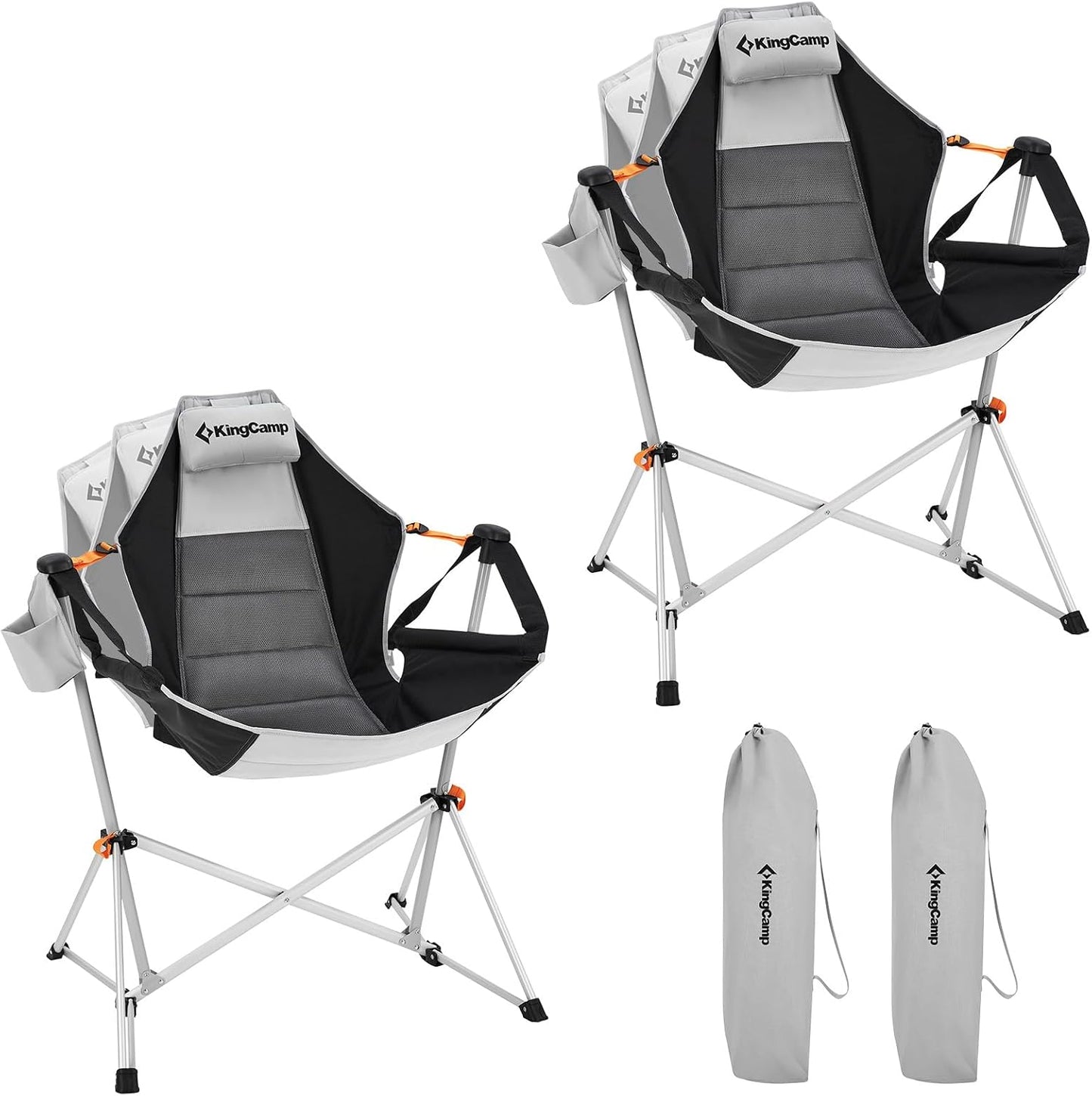 KingCamp Hammock Camping Chair, Swinging Portable Folding Camp Chairs for Adults Max 400lbs Heavy Duty Foldable Oversized Rocker with Aluminum Alloy Frame Cup Holder for Outdoor Beach Patio Sport