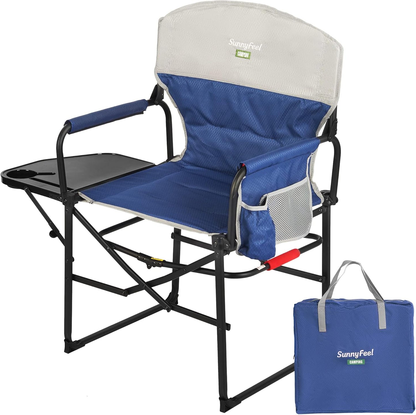 SUNNYFEEL Oversized Camping Directors Chair 2 Pack, Portable Folding Lawn Chairs for Adults Heavy Duty with Side Table,Pocket for Beach, Fishing,Picnic,Concert Outdoor, Foldable Camp Chairs