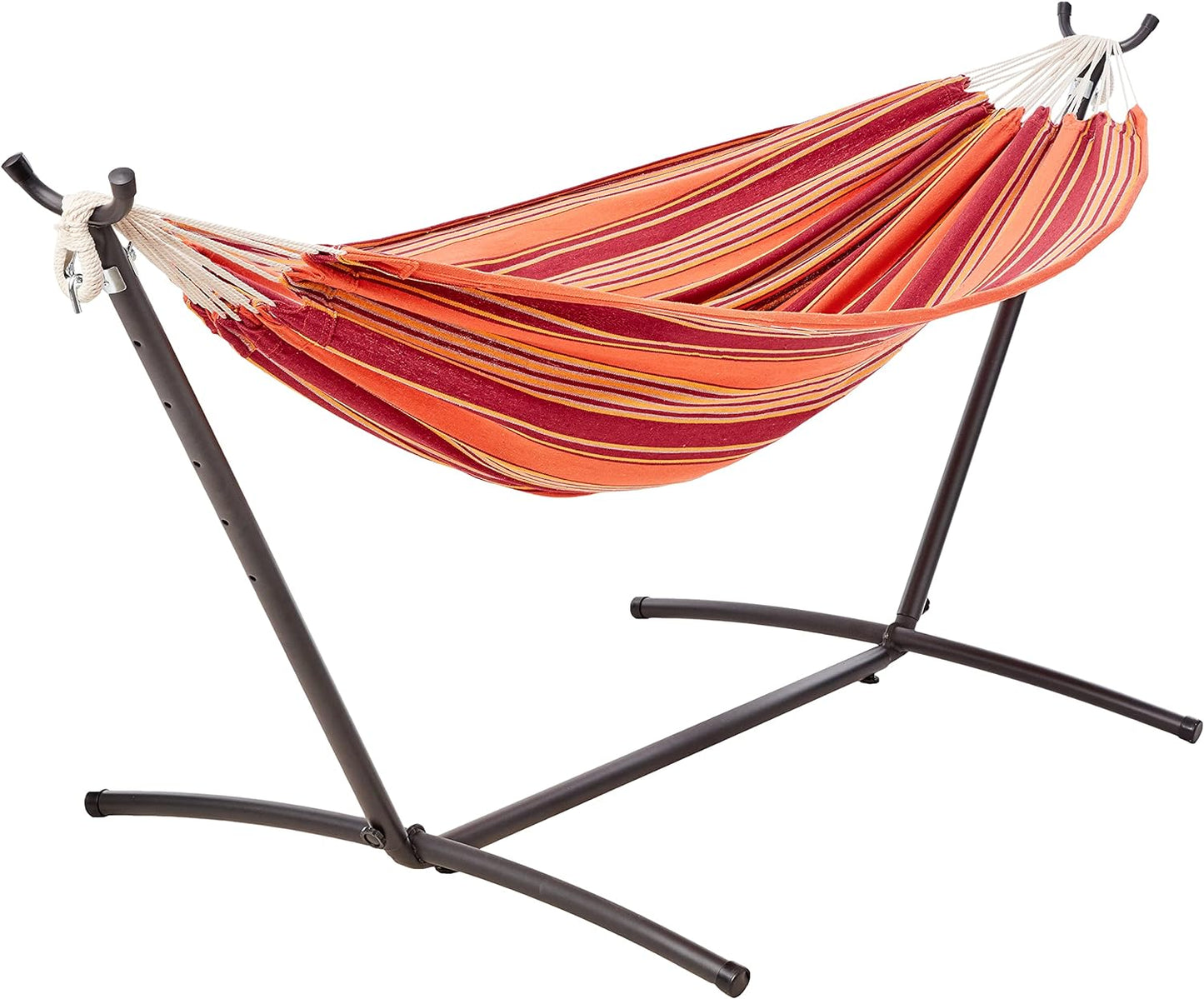 Amazon Basics Double Hammock with 9-Foot Space Saving Steel Stand and Carrying Case, 450 lb Capacity, Vigor Green, 110x47x43 inches