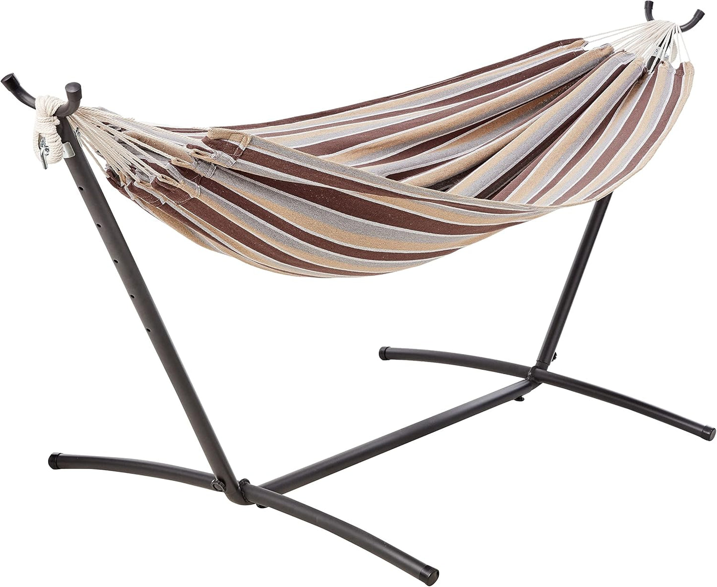 Amazon Basics Double Hammock with 9-Foot Space Saving Steel Stand and Carrying Case, 450 lb Capacity, Vigor Green, 110x47x43 inches