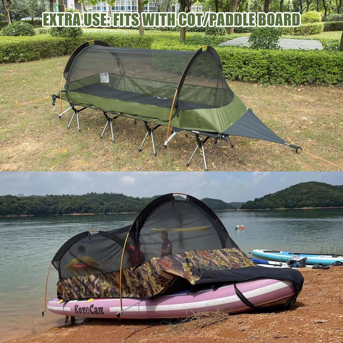 Night Cat Flat Lay Hammock Tent with Mosquito Net Waterproof Rainfly Storage Room for 1 Person Backpacking Hiking Camping Lightweight 330LBS 87x28x19in
