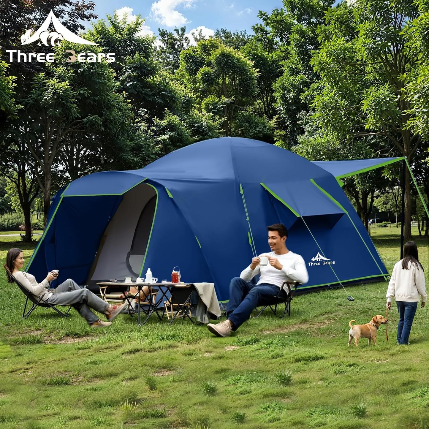 Three Bears Family Camping Tent - 6-Person Spacious Design, 3000mm Waterproof, Suitable for Road Trips/Backyards/Extended Camping Adventures in All Scenarios
